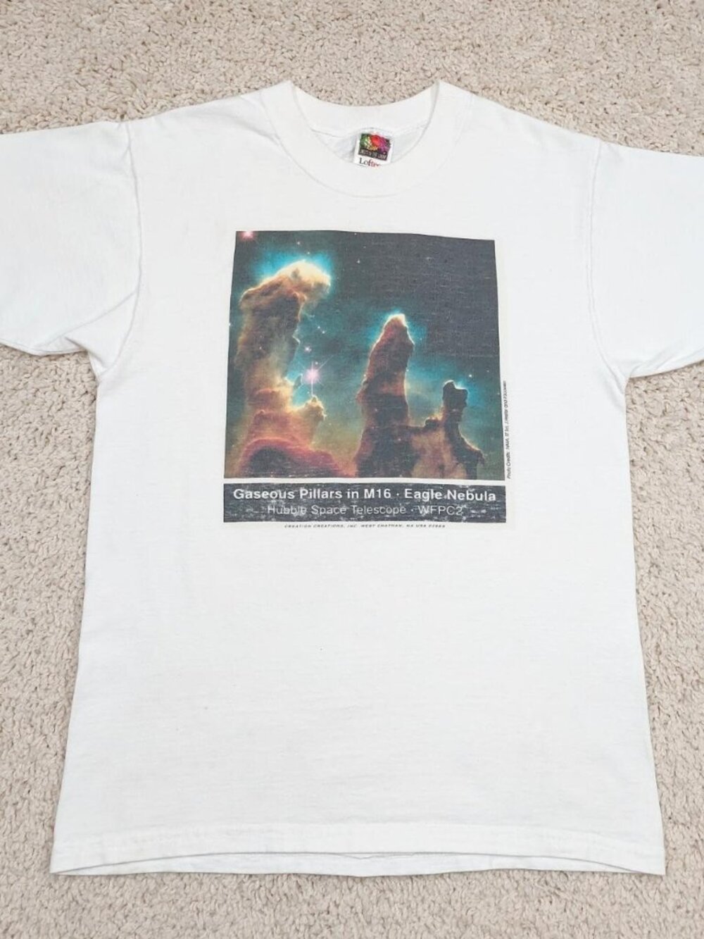 Vtg 90s NASA Space Camp "Gaseous Pillars, Eagle Nebula" Hubble T-Shirt. Sz S.